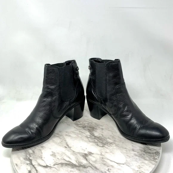 Anne Klein Bunty Black Leather Chelsea Boots 8.5 Classic Preppy Academia Neutral - Picture 7 of 14